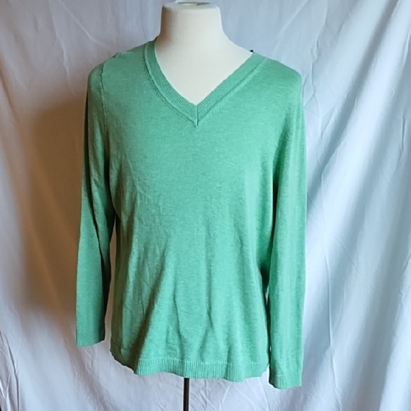 Croft & Barrow light green V-neck Sweater size 1X - Picture 1 of 5